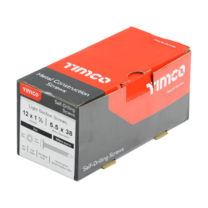 TIMCO Hex Screw S/DRILL No3 Zinc 12 x 1 1/2 Silver Pack 500