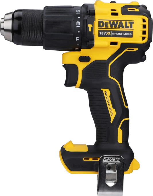 DeWalt DCD709N 18V XR Brushless Cordless Combi Hammer Drill Body Only | 65Nm Torque, Compact 175mm Design, LED Work Light and Belt Hook