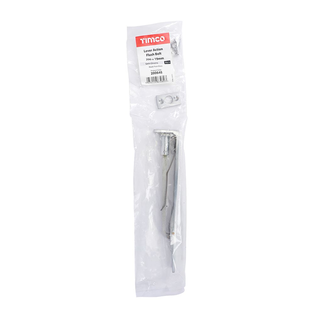 TIMCO Flush Bolt Sat. Chrome 200 x 19mm Pack 1