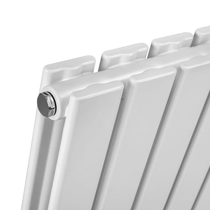 Baridi DH350 Horizontal Radiator Contemporary Double Flat Panel Design 600 x 700mm - White | Steel | Horizontal flat panel design delivers a BTU