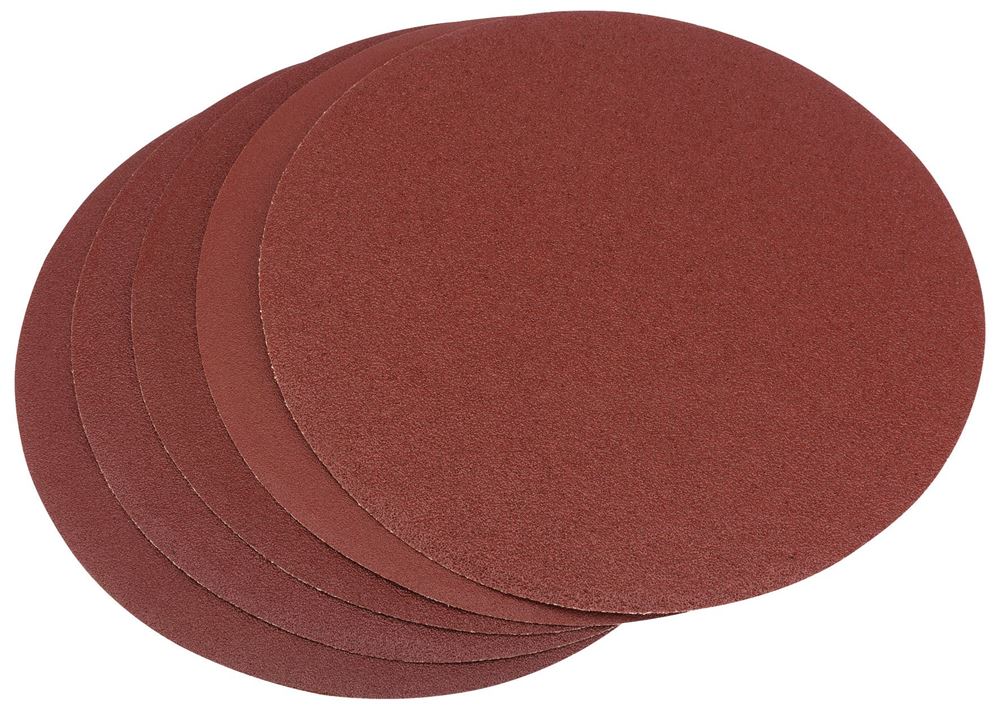 54665 Draper Assorted Self-Adhesive Aluminium Oxide Sanding Discs, 200mm (Pack of 5) Professional Trade DIY Workshop Garage Use