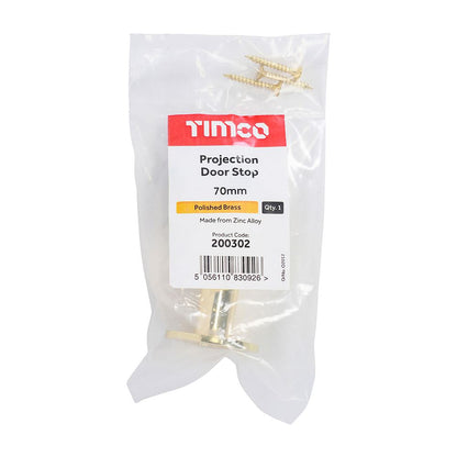 TIMCO Projection Door Stop P/Brass 70mm Pack 1