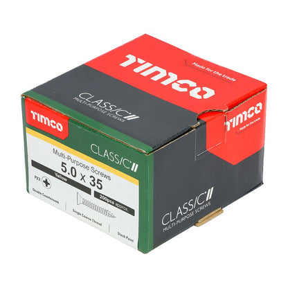 TIMCO Classic Screw PZ2 CSK ZYP 5.0 x 35 Gold Pack 200
