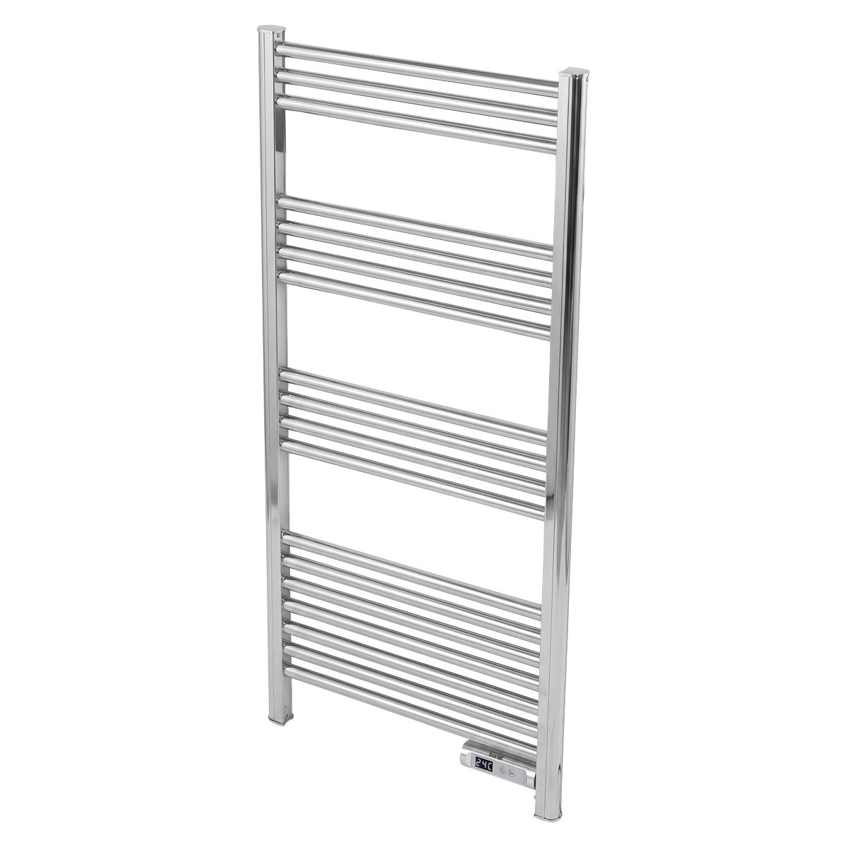 Baridi DH372 Electric Heated Towel Rail 1085 x 535mm with LED Display - Silver | 425W, 230V - 50HZ, Overheat Protection | LED temperature display.