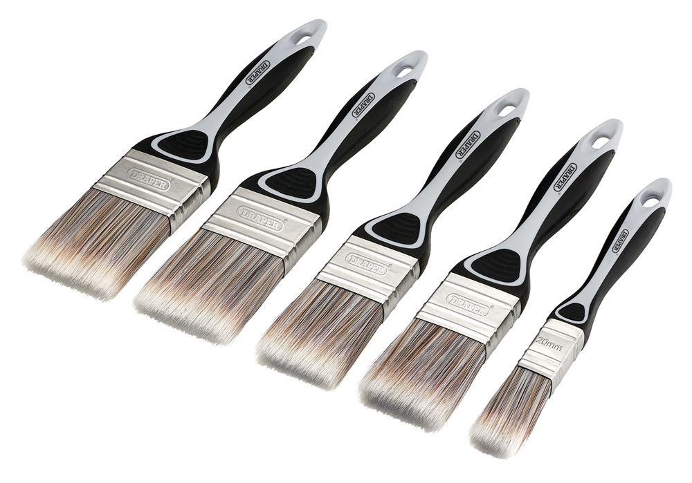 Draper 5PC PAINT BRUSH SET - FLAT Soft Grip Flat Paint Brush Set (5 Piece)