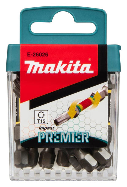 Makita T15,T20,T25 - 25mm,50mm Impact Premier Torsion Bit High Torque Screwdriver Bit