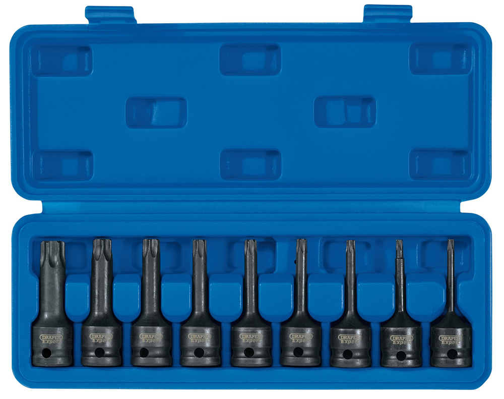 Draper SET OF SOC.BITS-TX 1/2DR 9PC 99184 1/2â€ Sq. Dr. Draper TX-STARÂ® Socket Bit Set (9 Piece)