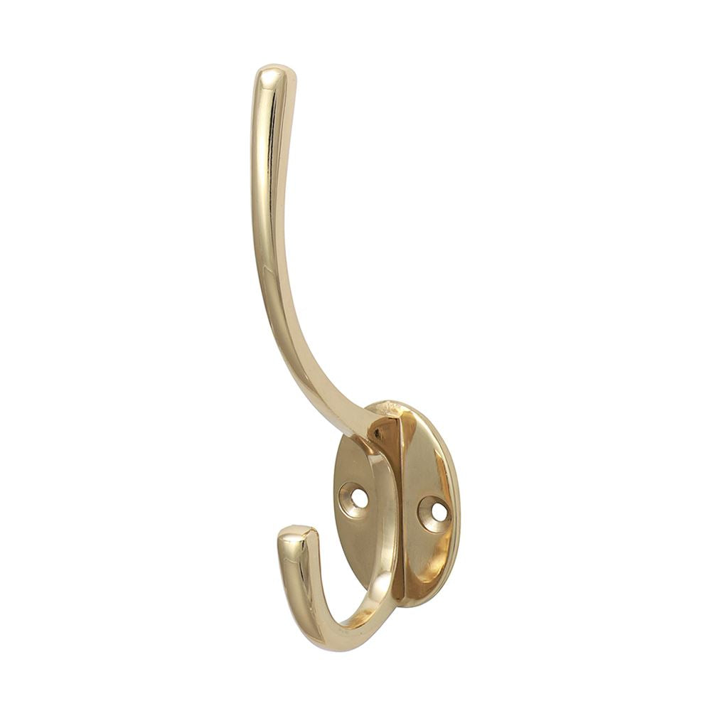 TIMCO Hat & Coat Hook Pol. Brass 125 x 32mm Pack 1