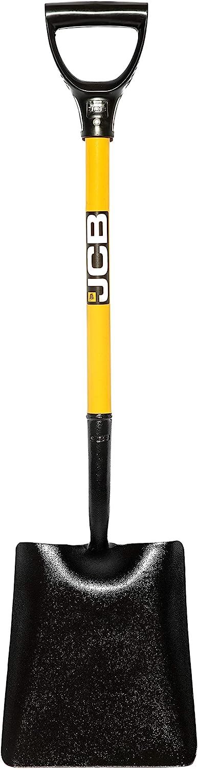 JCB JCBSS2S01 Site Shovel 250x300mm Blade Heavy Duty Steel Square Mouth Professional Contractor Shovel Building Shovel