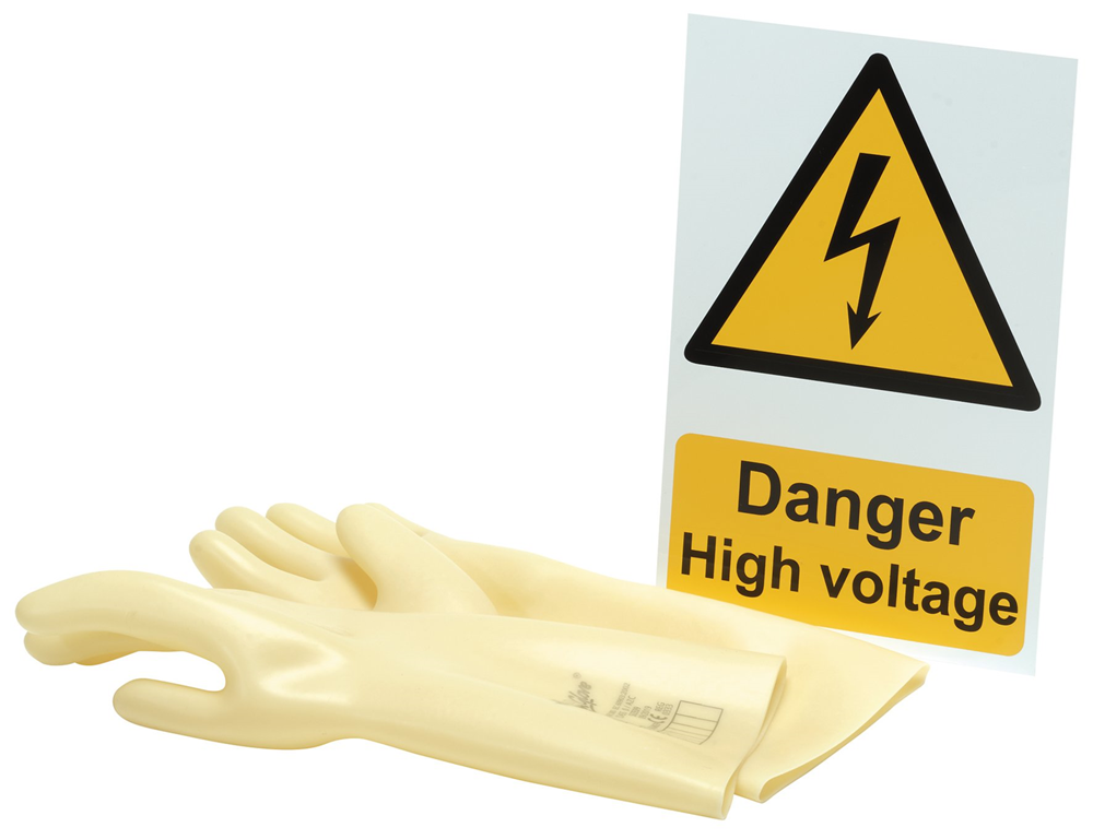 Draper GLOVES/SIGN KIT 99715 Electrical Insulating Gloves and 'Danger High Voltage' Hazard Sign