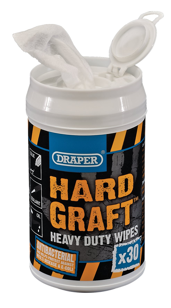 Draper HARD GRAFT WIPES CAN 99774 99774 Hard Graft Wipes (Pack of 30)