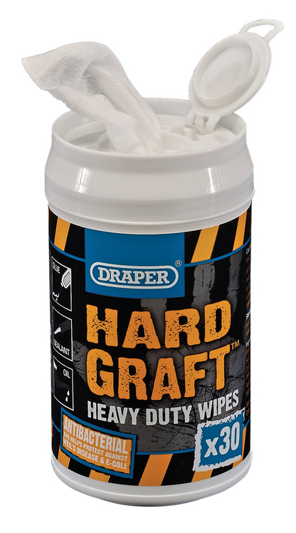 Draper HARD GRAFT WIPES CAN 99774 99774 Hard Graft Wipes (Pack of 30)