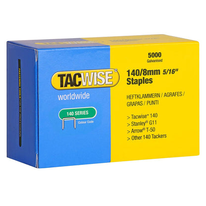 Tacwise 0341 Type 140 8 mm Type 140 Staples Galvanised Pack of 5000 for Nail Staple Guns Trade Fixing