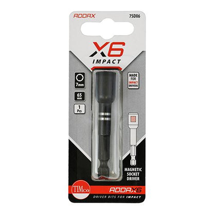 TIMCO X6 Impact Magnetic Skt Driver 7mm x 65mm Pack 1