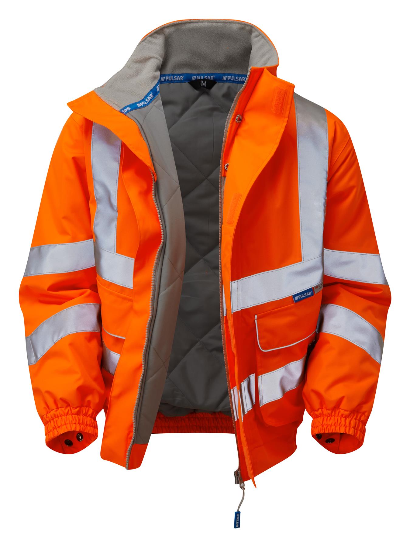 Pulsar PR496 Hi Vis Orange Padded Bomber Jacket RIS-3279-TOM Rail Workwear Waterproof