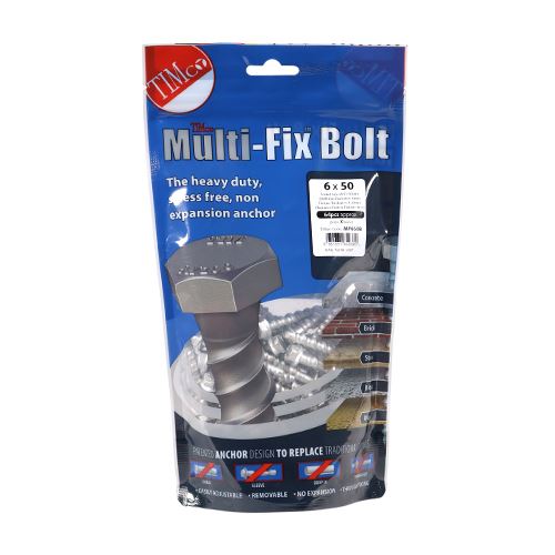 TIMCO Multi-Fix Bolt Hex Head 6.0 x 50 Silver Pack 64