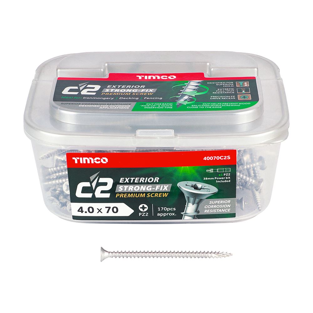 TIMCO C2 Strong-Fix Exterior PZ2 CSK 4.0 x 70 Silver Pack 170