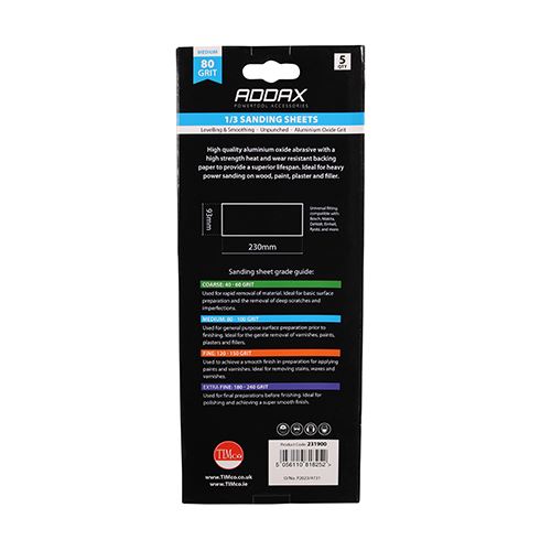 TIMCO Unpunched 1/3 Sand Sheet P80 93 x 230mm Red Pack 5