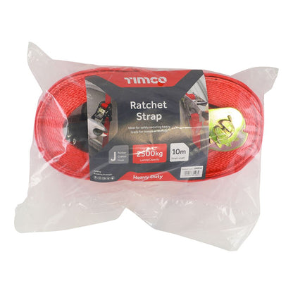 TIMCO J Hook Ratchet Straps HD 10m x 50mm Pack 1