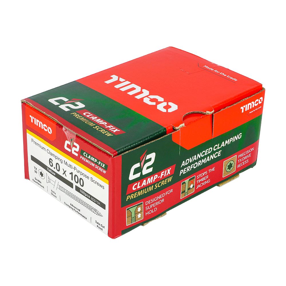 TIMCO C2 Clamp-Fix TX30 CSK ZYP 6.0 x 100 Gold Pack 100