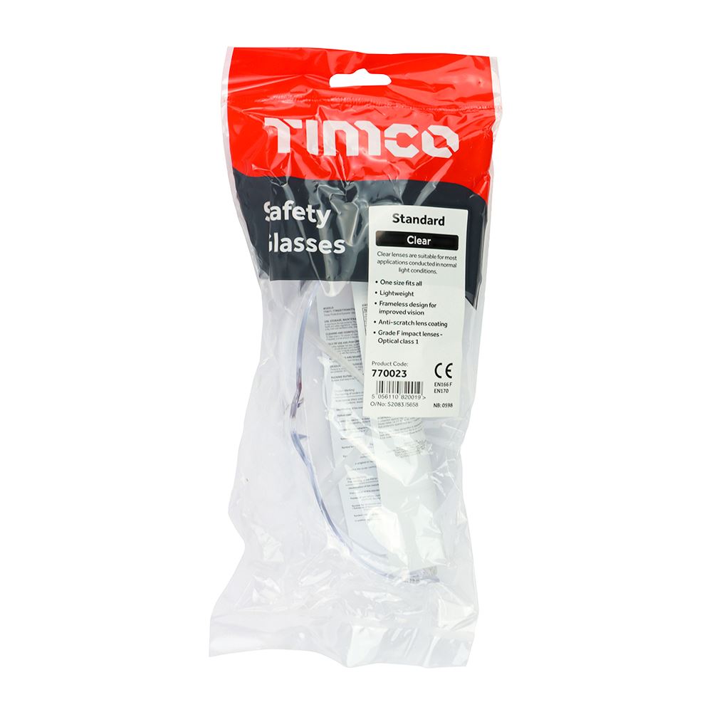 TIMCO Standard Safety Glasses Clear One Size Clear Pack 1
