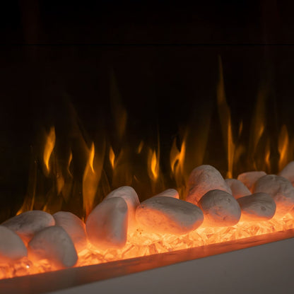 Baridi DH113 Wall Mounting Electric Fireplace with LED Flame Effect 46" - White | 230V~50Hz, Timer, Remote Control | Create a relaxing and cozy space