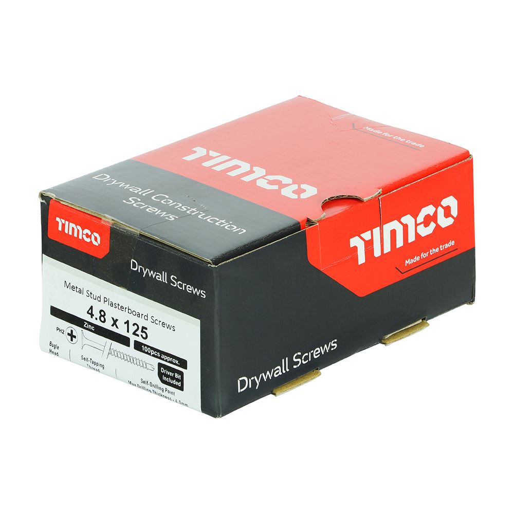 TIMCO Drywall Screw SELF DRILL Zinc 4.8 x 125 Silver Pack 100