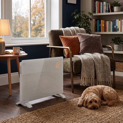 Baridi DH138 Electric Glass Panel Heater, 1500W, Thermostat Controlled 24Hr 7 Day Timer, Wi-Fi Enabled, Remote Control, White | 230V 50Hz