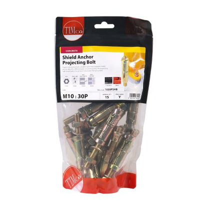 TIMCO Shield Anchor Proj. Bolt - ZYP M10:30P (M10 x 100) Gold Pack 15