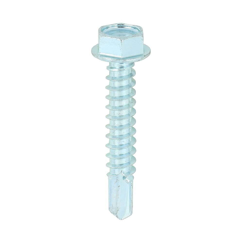 TIMCO Hex Screw S/DRILL No3 Zinc 12 x 1 1/4 Silver Pack 500