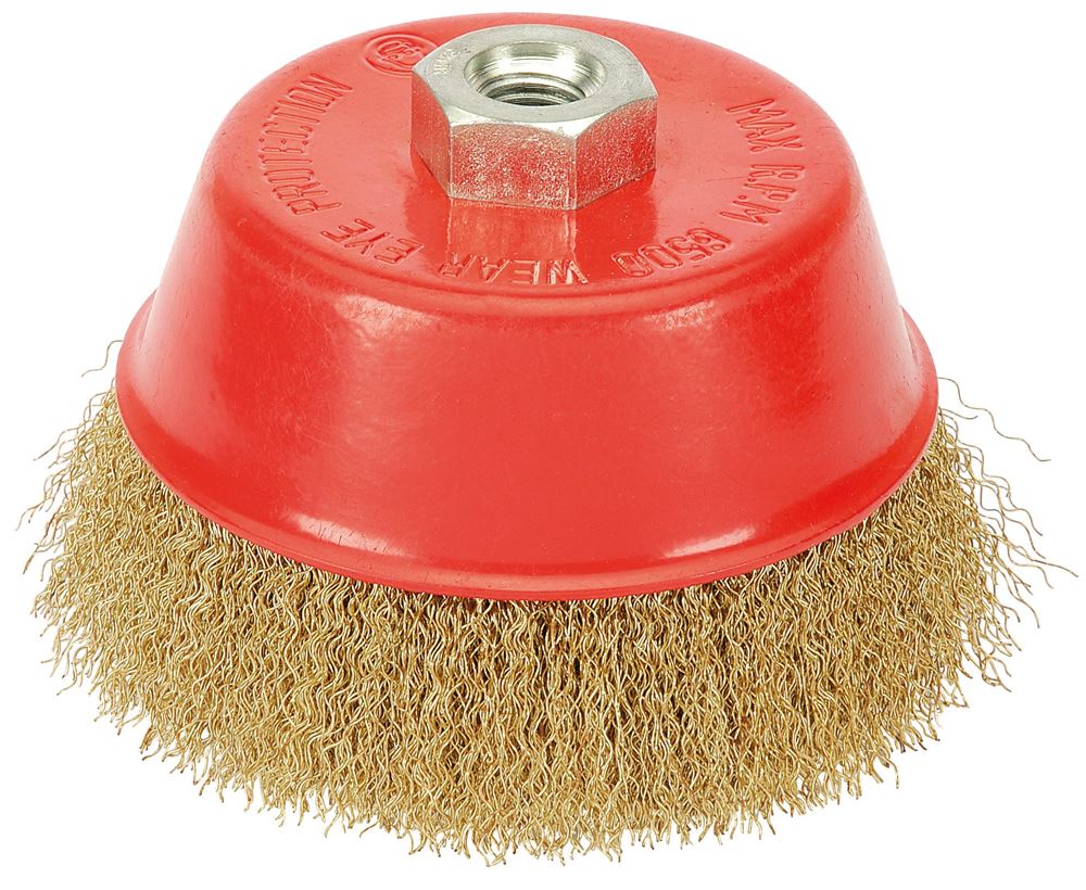 Draper 125MM CRIMPED CUP BRUSH M14 41446 41446 Brassed Steel Crimped Wire Cup Brushes, M14