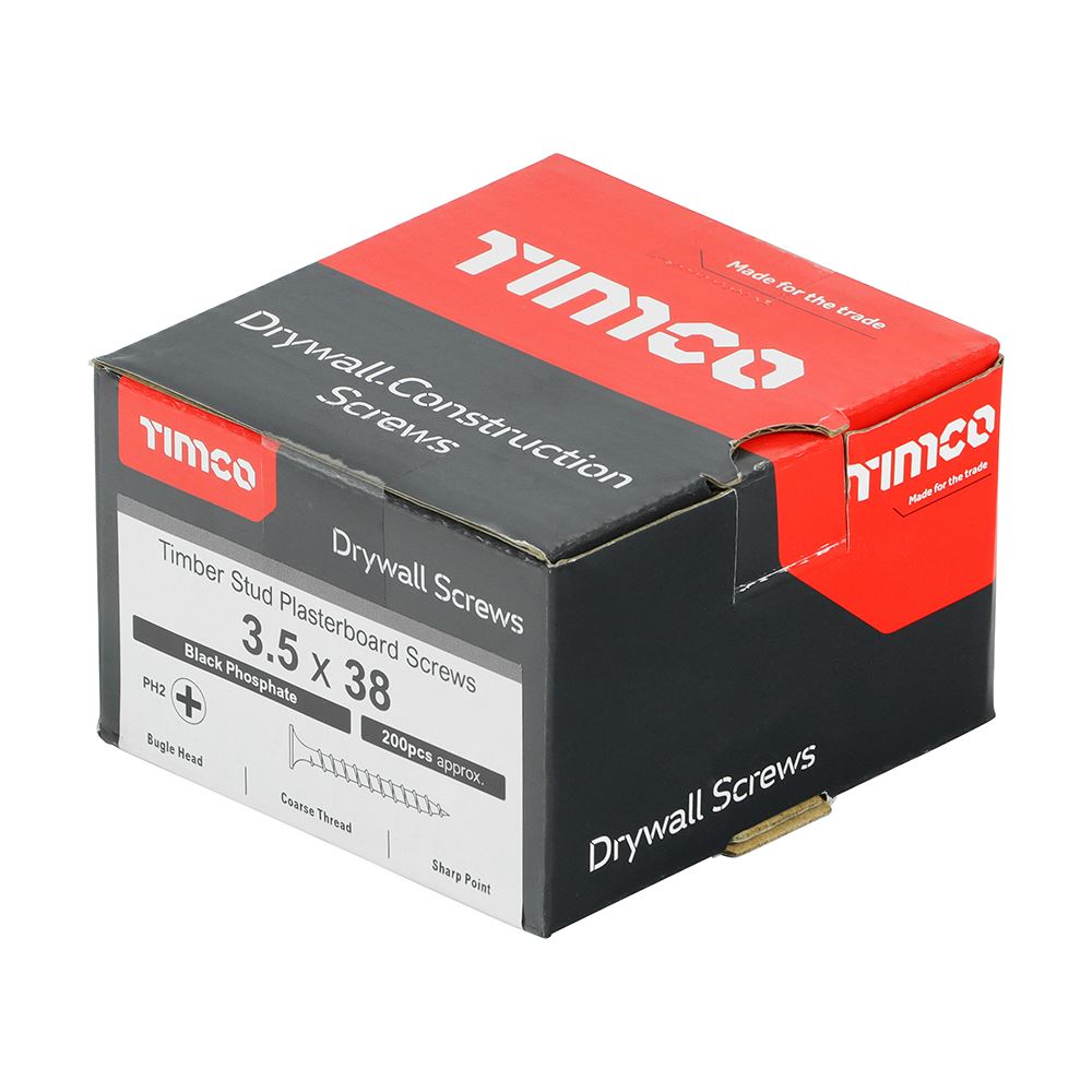 TIMCO Drywall Screw PH2 Coarse Black 3.5 x 38 Black Pack 200