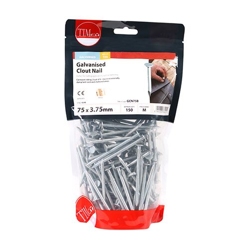 TIMCO Galvanised Clout Nails Roofing Nails Available in All Sizes and Pack Quantities from 50 Pieces to 25kg for Roofing Felt Timber and General Construction