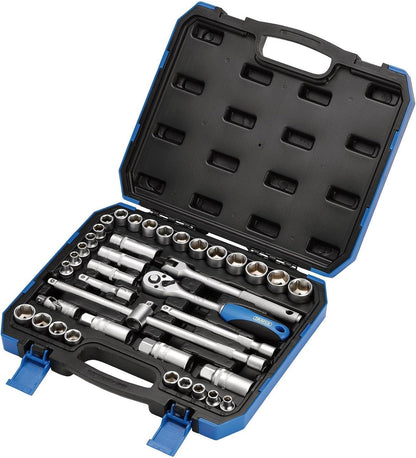 Draper 39pc 3/8 Drive Socket Set MM AF Metric Imperial Ratchet Set