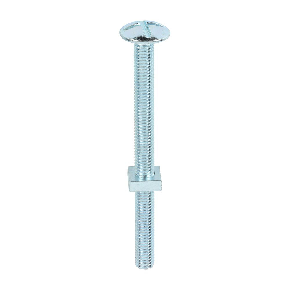 TIMCO Roofing Bolt & SQ Nut Zinc M8 x 100 Silver Pack 50