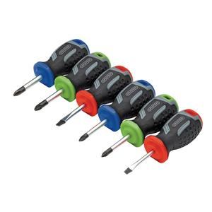 Draper SET 2 - 6PC SET - STUBBY Stubby Soft Grip Screwdriver Set (6 Piece)