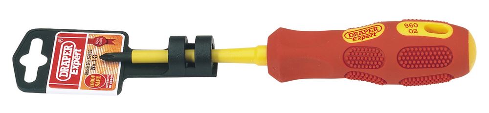 Draper NO.1X80MM CROSS SL.-INS (PKD) 69222 69222 VDE Approved Fully Insulated Cross Slot Screwdrivers (Display Packed)