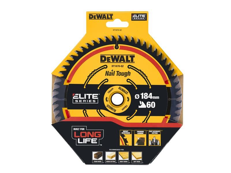 DeWalt DT1670-QZ Cordless Mitre Saw Blade For DCS365 184 x 16mm x 60T