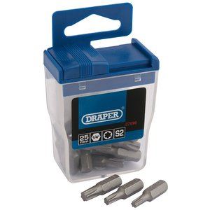 Draper 20 X TX STAR 25MM BIT SET 27696 20 x Assorted Draper TX-STARÂ® 25mm Long Insert Bits in Plastic Storage Case