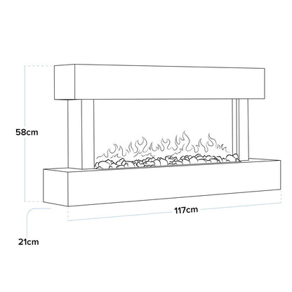 Baridi DH113 Wall Mounting Electric Fireplace with LED Flame Effect 46" - White | 230V~50Hz, Timer, Remote Control | Create a relaxing and cozy space