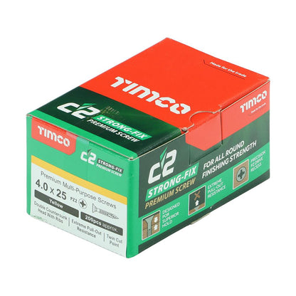 TIMCO C2 Strong-Fix PZ2 CSK ZYP 4.0 x 25 Gold Pack 200