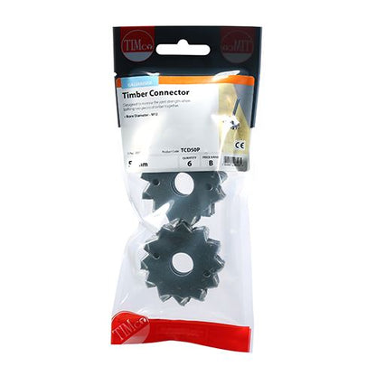 TIMCO Double Timber Connector Galv 50mm / M12 Pack 6