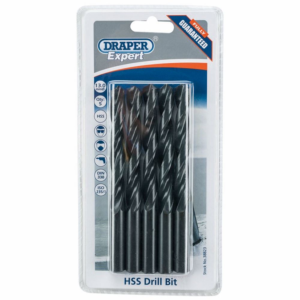 Draper 13.0MM HSS TWIST DRILL BOX 5 38823 Metric HSS Drill Bits (Pack of 10 or 5)