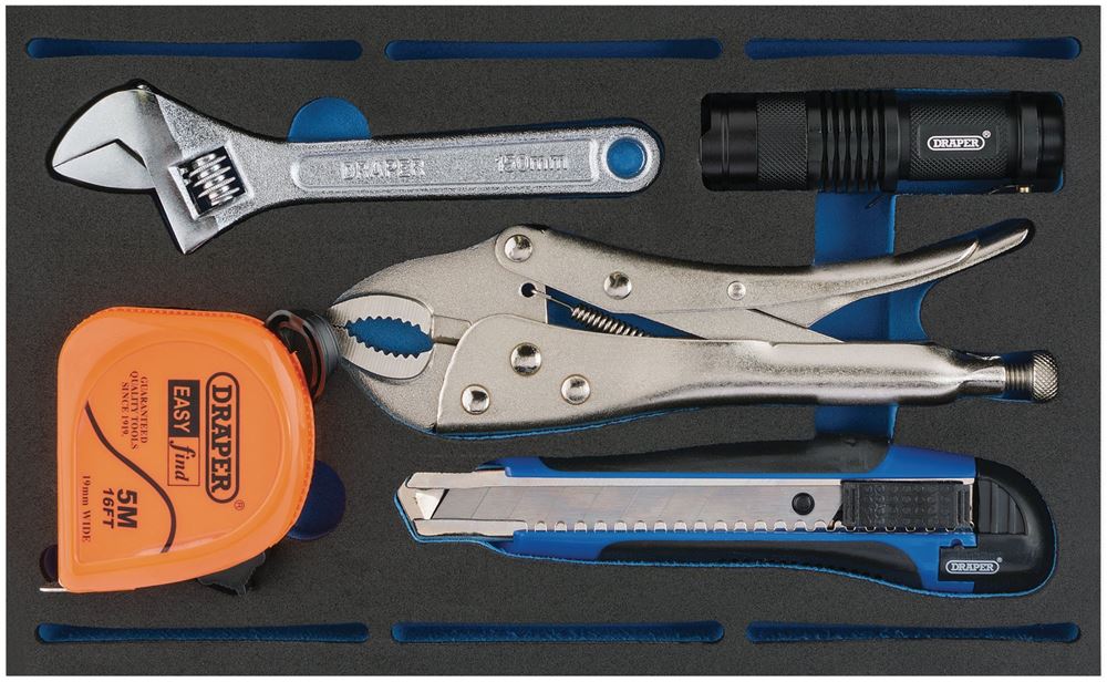 DRAPER 63543 - Tool Kit in 1/4 Drawer EVA Insert Tray (5 Piece)