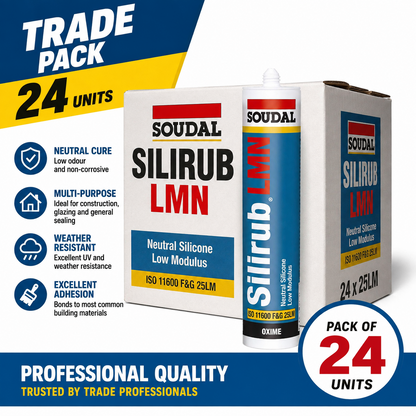 Soudal Silirub 270ml Sanitary Silicone Sealant Pack of 24 Professional Waterproof Flexible Sealant