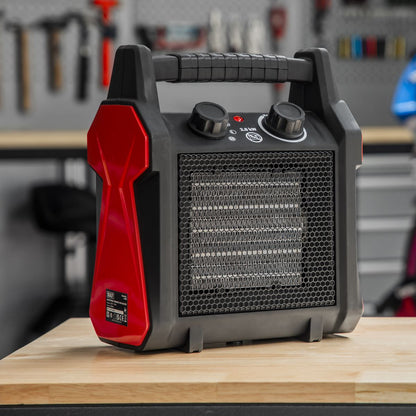 Sealey CH28 Industrial Ceramic Fan Heater 2800W/230V | 0-2800W, 220-240V~ 50Hz, Thermostat, Overheat Protection | Portable industrial heater with two