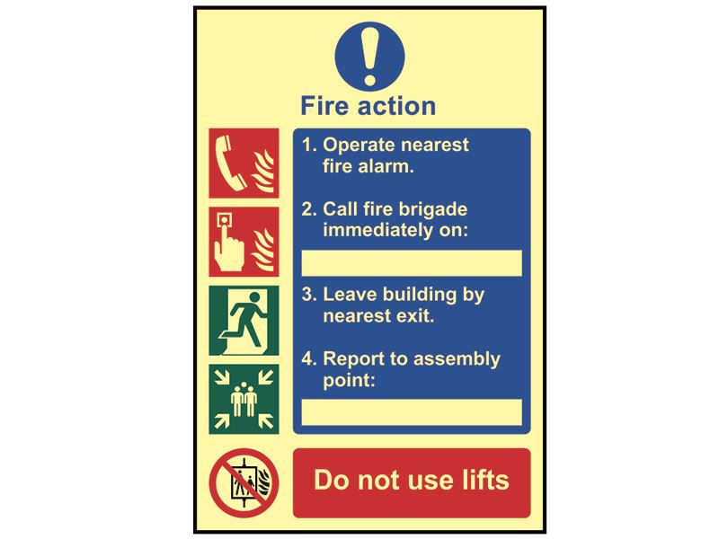 Scan SCA0202 Fire Action Procedure - Photoluminescent 200 x 300mm |