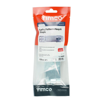TIMCO Safety Hasp-Staple Zinc 6" Silver Pack 1