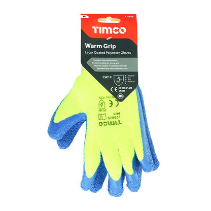 TIMCO Warm Grip Glove Latex Crinkle Medium Pack 1