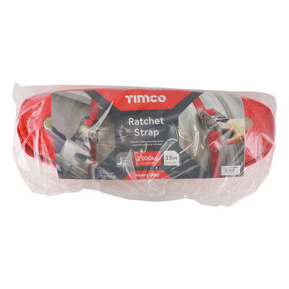 TIMCO J Hook Ratchet Straps HD 15m x 50mm Pack 1